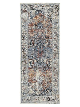 Washable Indoor/Outdoor Rug Medallion Celia Blue/Multicolor Runner Small Oeko-Tex