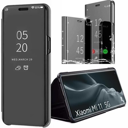 Skyddsfodral till Xiaomi Mi 11 Mirror Effect Translucent Window - Svart