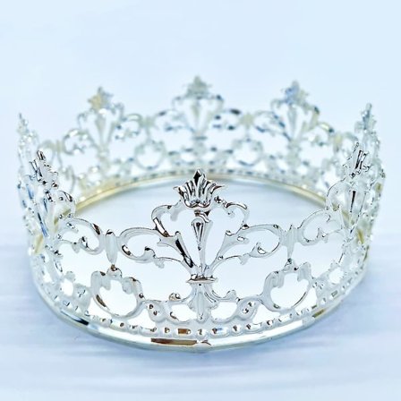 Prinsessekronekakepyntdekorasjon for gutter og jenter, kakedekorasjoner til bryllup (sølv)