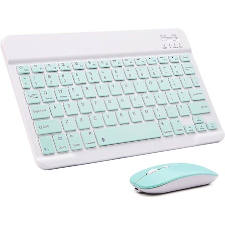 Ultra-slank Bluetooth-tastatur og musekombo - Oppladbar bærbar trådløs tastatur- og musepakke