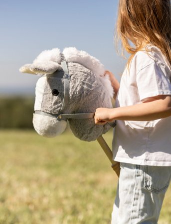 Teddykompaniet Hobby Horse, Grey, Detachable, 100Cm - Grey - 100 CM