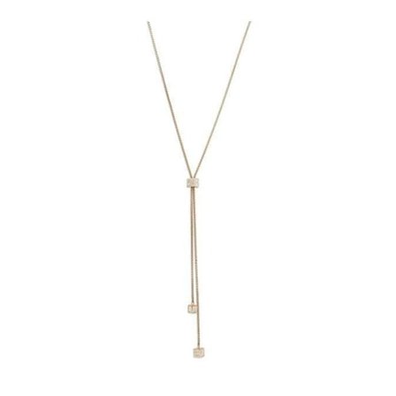 Victoria Rose halsband i roséguld med vit sten i kubform