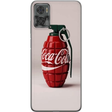 Kompatibelt Mobildeksel til Motorola Motorola Moto E22i Kunstnerisk illustrasjon av Coca Cola granateple i rødt og grønt, pop art inspirert motiv me