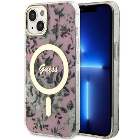 Guess GUHMP14MHCFWSP iPhone 14 Plus 6,7" pink/pink hardcase Flower MagSafe