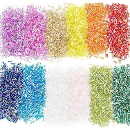 l 3600 st 12 Färger Bugle Pärlor 6~7x2mm Glasrörspärlor AB Färg Runda Bugle Frö Pärlor Transparent Små