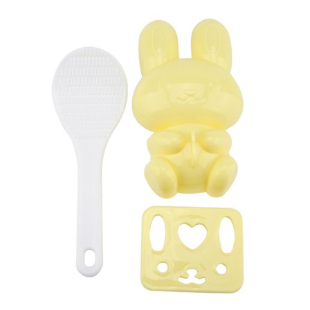 3 st Lunchlåda PP Cartoon Kanin Modell Sushi Ris Form DIY Hantverk Onigiri Tillverkningsverktyg (Gul