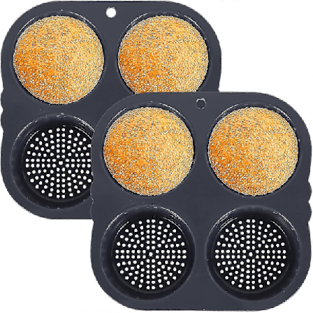 2 stk. Silikone Hamburgerbolleform 4 Hulrum Non-stick Æggemuffin Bageform Fleksibel Genanvendelig Burgerbrødbakke Let At-ZZY