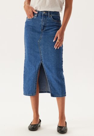 ONLY Onlsiri Front Slit Skirt Dnm Medium Blue Denim Tøj