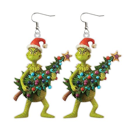 Joulu Grinch Dangle korvakorut Hauska uutuus riipus naisten tyttö Xams lahja