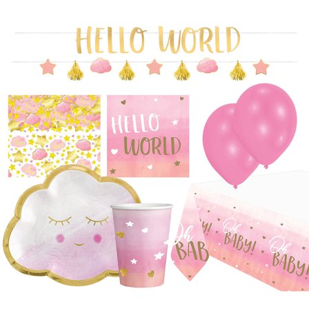 Babyshower Set Rosa/Guld 46-pack