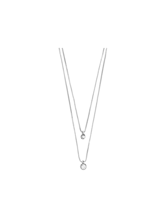 MATCH - Lucia 2-i-1 krystall halskjede - Pilgrim - Str. ONESIZE - Dame - Tilbehør - Grå - 84% resirkuelrt messing, 12% resirkulert sink, 3% krystaller