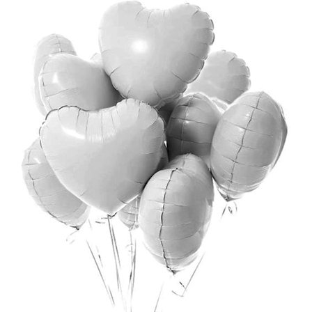 46 cm Vita Hjärta Ballonger Folieballonger Mylarballonger för Festdekoration, 20-pack
