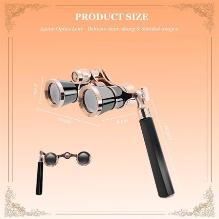 Sort 3x25 Opera Kikkert Belagt Linse Teleskop Opera Kikkert Belagt Teater Glas Dame Glas Håndtag Kvinder Piger Gaver