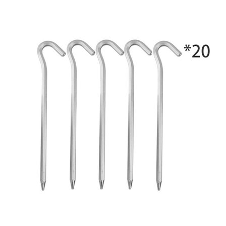 Teltplugger Metall Kraftige Teltkroker Aluminium Camping Hardt Underlag Plugger for Fotballnett Presenning og Utendørs - 20 stk