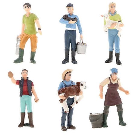 6 stk/sæt PVC Gård Ranch Action Figur Legetøj med Dyr, Simuleringsmodel af Mennesker, Bonde Figurer Legetøj_tfrf