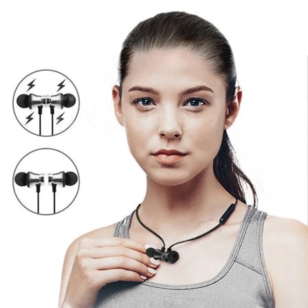 XT11 In-Ear Bluetooth Sports Magnetiska Hörlurar med Stereo Musik Hörlurar-(Svart)
