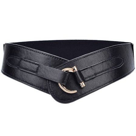 Dam Läder Bälte Haka Designad Spänne Bred Midjebälte Elastisk S