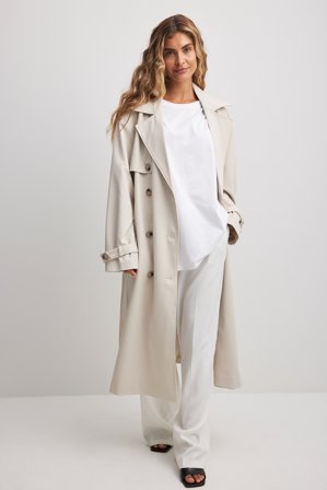 NA-KD Oversized Trenchcoat - Trenchcoats - Beige - EU 34
