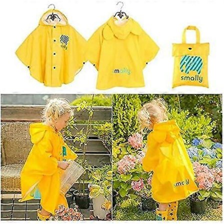 Regnponcho med hætte til børn - Regnfrakke Regnkapper Jakke Sødt dyr Unisex Baby Vandtæt Regntøj i ét stykke