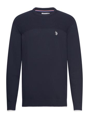 Gerluf Reg Cot Uspa M Knit Strikkegenser M. Rund Krage Marineblå U.S. Polo Assn.*Betinget Tilbud