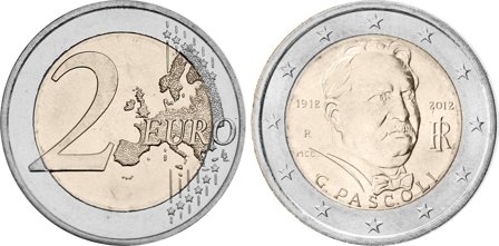 Italien 2012 - 100 år for Giovanni Pascolis død - 2 euro mønt
