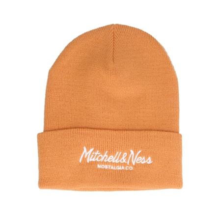 Mitchell & Ness - Own Brand Pinscript Knit Dark Orange Cuff Cuff Orange Beanie - @ Hatstore