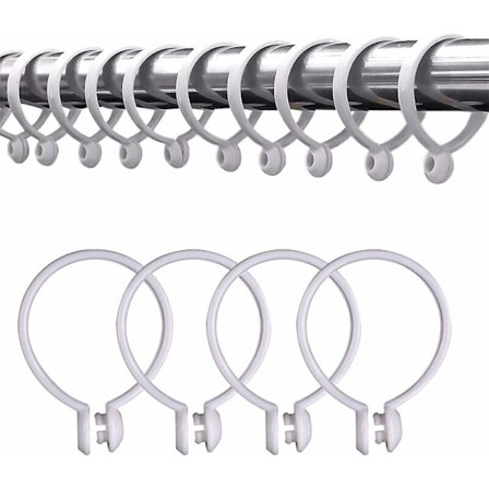 35 mm vita plast duschdraperiringar, 100-pack