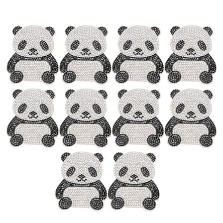 10 stk Rhinestone Patch Stryke På Krystall Applikasjon Tegneserie Dekorasjon for DIY Håndverk Panda