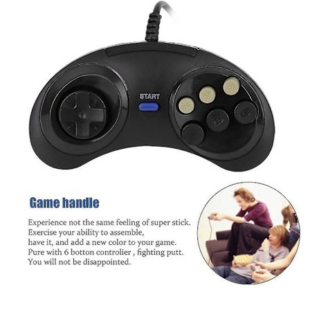 Spelkontroll med sex knappar för Sega Megadrive