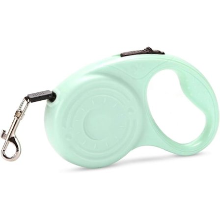Automatisk teleskopisk hundeline, teleskopisk hundeline, ergonomisk håndtag, anti-tygge nylonreb (grøn