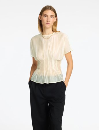 Selected Slfiris Ss O-Neck Top - Cream - 42