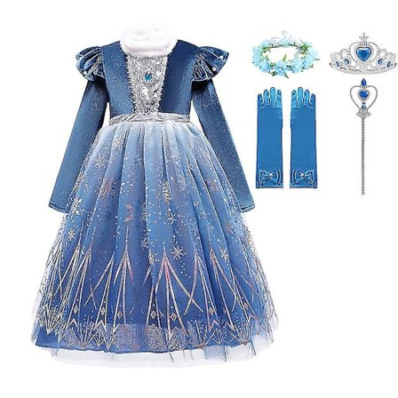 Frozen Winter Elsa Prinsessa Mekko Lapsi Tyttö Lumikuninga Vestido Cosplay Vaatteet Elza Halloween Joulupuku