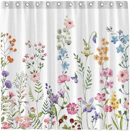 Funnytree Blomstrende Plante Akvarell Blomst Dusjforheng Sett Med Kroker Hjem Baderom Badekar Dekorasjon Lettstelt Maskinvaskbar Holdbar Polyester 