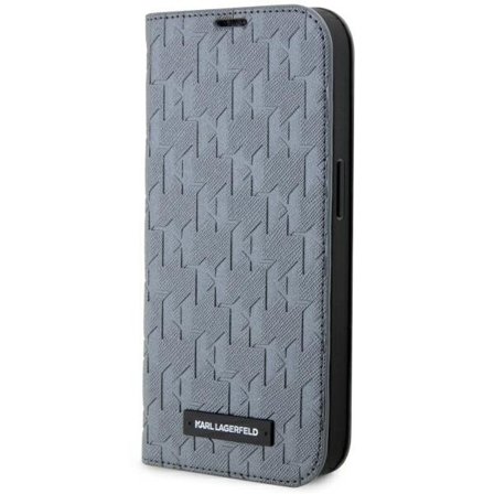 Karl Lagerfeld KLBKP14LSAKLHPG iPhone 14 Pro 6.1" bogreol sølv/sølv Saffiano Monogram