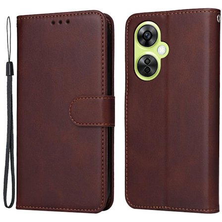 Wallet stander etui til OnePlus Nord CE 3 Lite 5G / N30 5G / Oppo K11x 5G PU læder kalv tekstur telefon cover - Brun