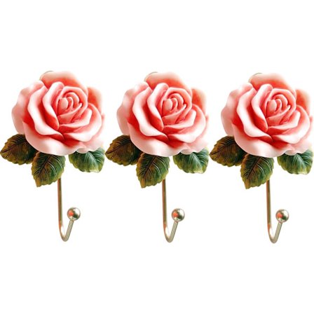 Set med 3 Väggkrokar Blomma Ros/Hjärta/Klänning Harts Väggmontering, ZQKLA