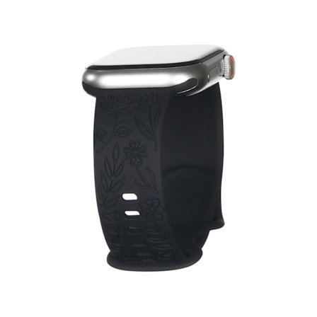 Passer iwatchS9 876SE Apple Watch armbånd preget liten rose silikon Rose - svart