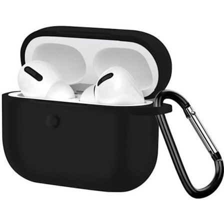 Coque AirPods Pro - Flexibel - Svart - Repellerande - Spårfria - Inkluderad karabinlås
