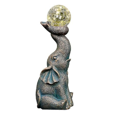 Solcelle Elefant Statue: Havedekorationsskulptur Med Automatisk Til/Fra Lys Til Have, Terrasse Og Balkon