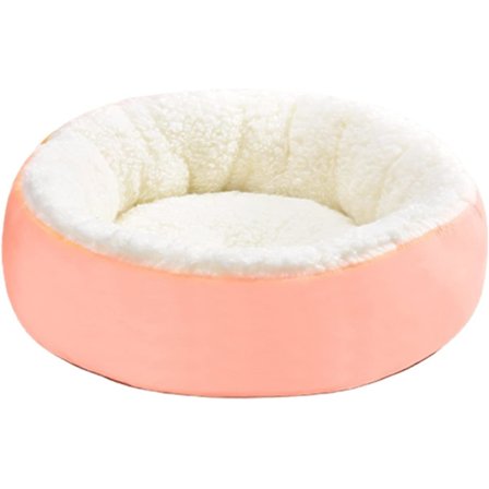 Rolig hundsäng kattsäng, plysch varm husdjurssäng, bekväm kram rund säng, rosa 30cm