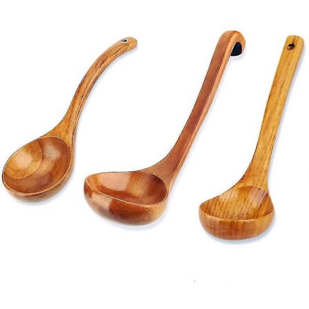 3 kpl puisia kauhoja, keittiövälinesetti - 30 cm keittokauha, 28 cm MLN