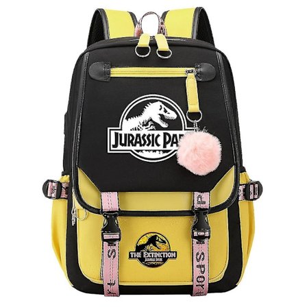 Jurassic Park Dinosaur Unisex Skolevesker - Canvas Laptop Ryggsekk For Barn, Tenåringer & Voksne