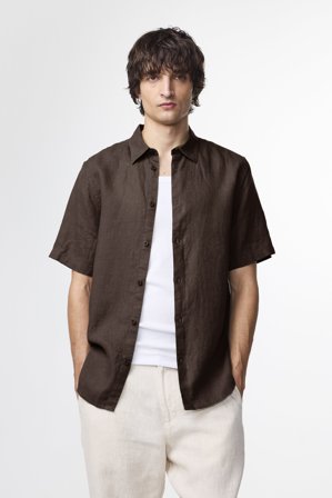 NN.07 Enzo 5708 Shirt Male Brown Linen
