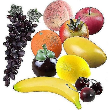 10 stk. Dekorativt Frukt Plastsett, Realistiske Kunstige Frukter Fake Frukt For Dekorasjon