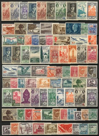 Franske kolonier - Dubletpakke 1913-1950 - Postfrisk