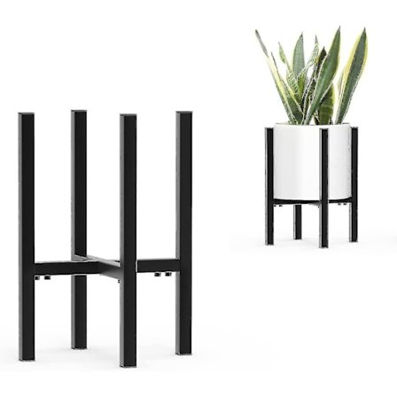 Justerbar Plante Stativ, Jern Blomster Stativ Til 8-12 Tommer Blomsterpotte Plantepotte Stativ Med Ben Til Have Balkon Udendørs Hjem Terrasse - Sort