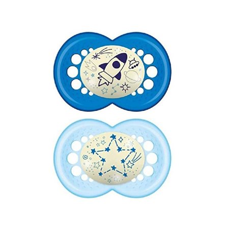 Mam Original Night Succhietto Silicone Maschio 2 Pezzi 16 Mesi+
