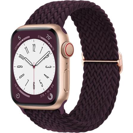 För Apple watch band 44mm 40mm 45mm 49mm 41mm 45 mm correa Flätat Solo Loop armband iWatch series 8 9 3 se 5 6 7 Ultra 2 Strap deep purple