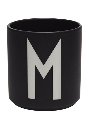 Design Letters Black Porcelain Cups A-Z - Black - 25 CL