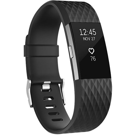 Fitbit Charge 2 ranneke silikoni musta (L)